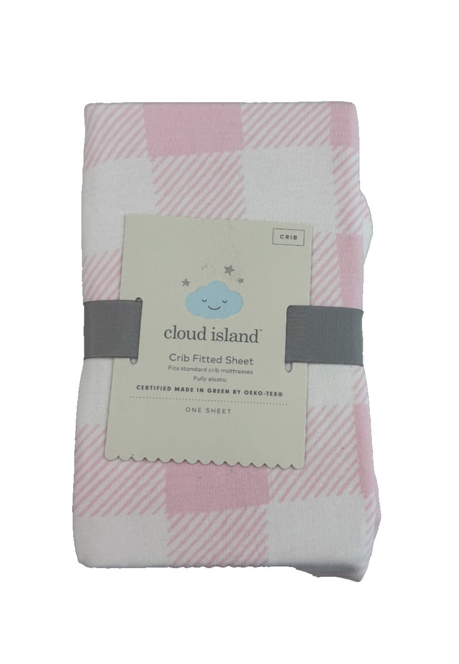 Cloud Island Polyester Rayon Jersey Fitted Crib Sheet Pink Gingham NWT